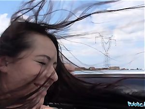 PublicAgent torrid ebony haired Russian porked on a car